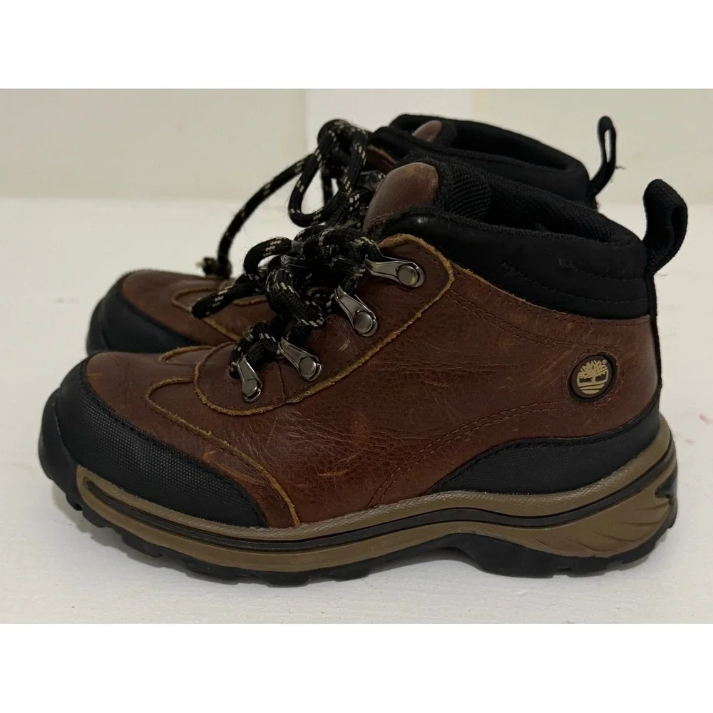 Timberland Toddler Kids Mt Maddsen Brown Leather Hiking Boots A1649 Size 10